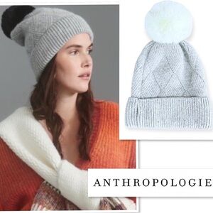 Anthropologie Pick-a-Pom Beanie Base Cream